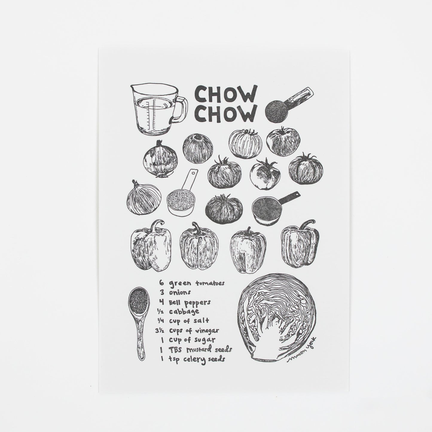 Art Print, 5x7: Chow Chow Recipe Card