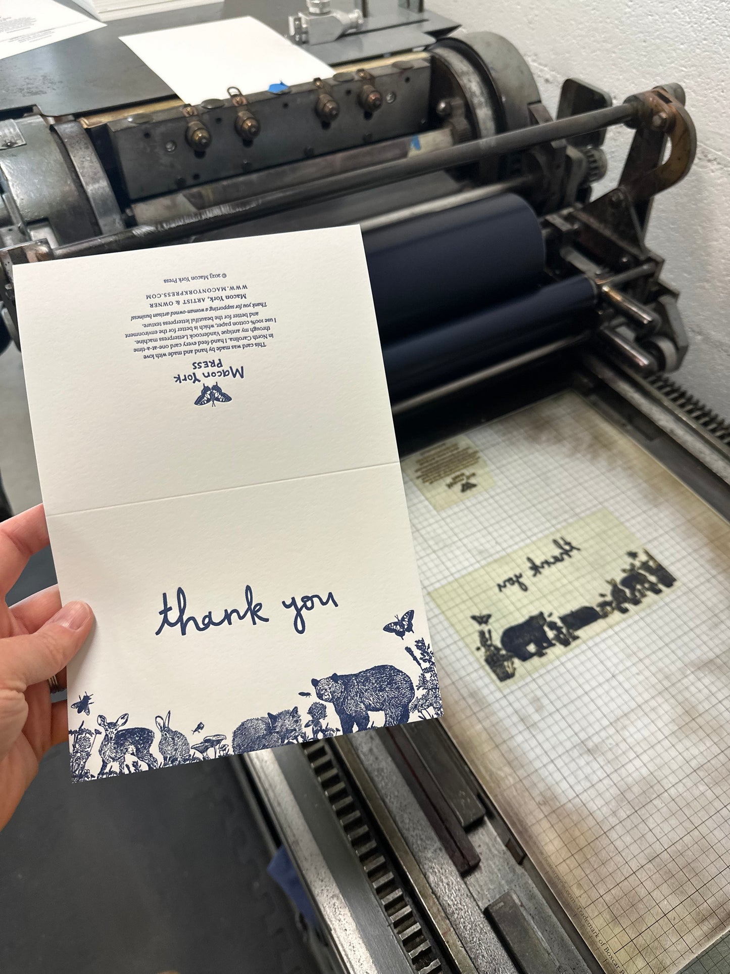 Thank You Letterpress Greeting Card: Woodland Critters