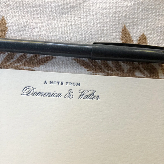 Set of 50 "A Note From" Custom Letterpress Stationery - Valliciergo Script Font