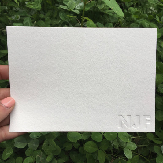 Set of 50, Blind Initials, Custom Letterpress Stationery - Personalized Notecards