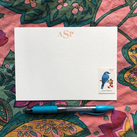 Set of 50 Monogram Letterpress Notecards: artisan hand-printed cards - 100% cotton paper and vibrant rubber-based ink