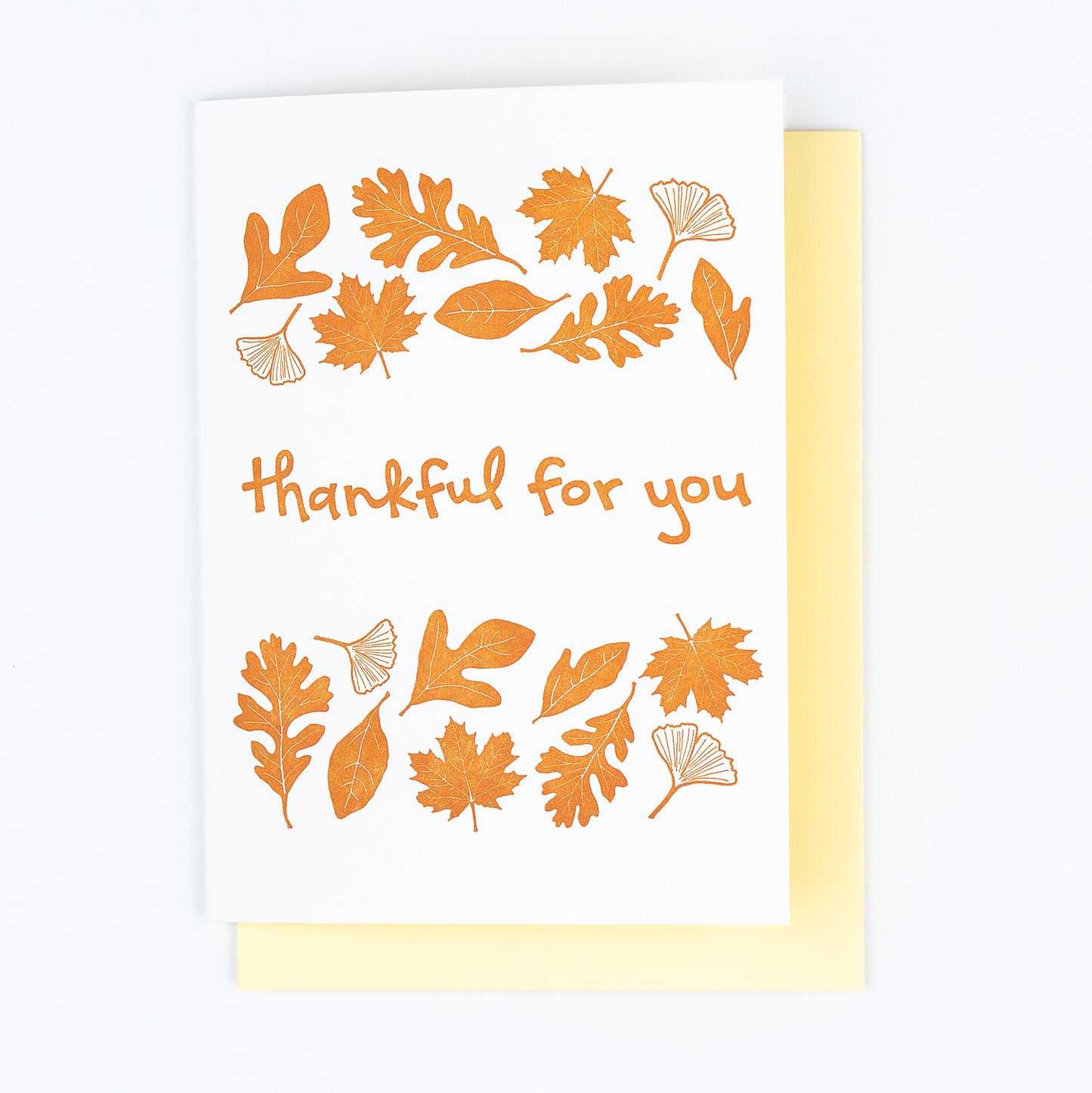 Thank You Letterpress Greeting Card: Autumn Leaves "Thankful for You"